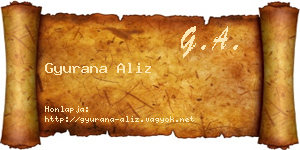 Gyurana Aliz névjegykártya